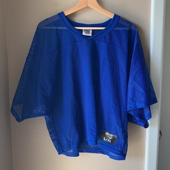 BIKE Blue Football Style Crop Jersey Unisex - Picture 2 of 6